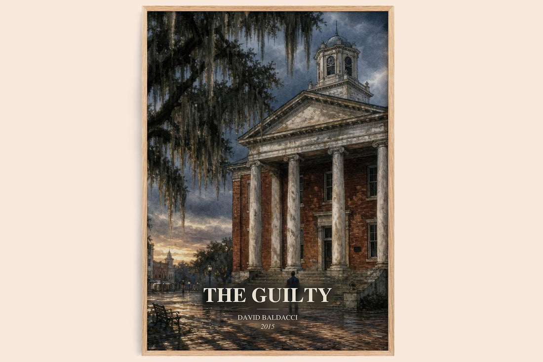 The Guilty watercolour book poster by David Baldacci – framed literary art print