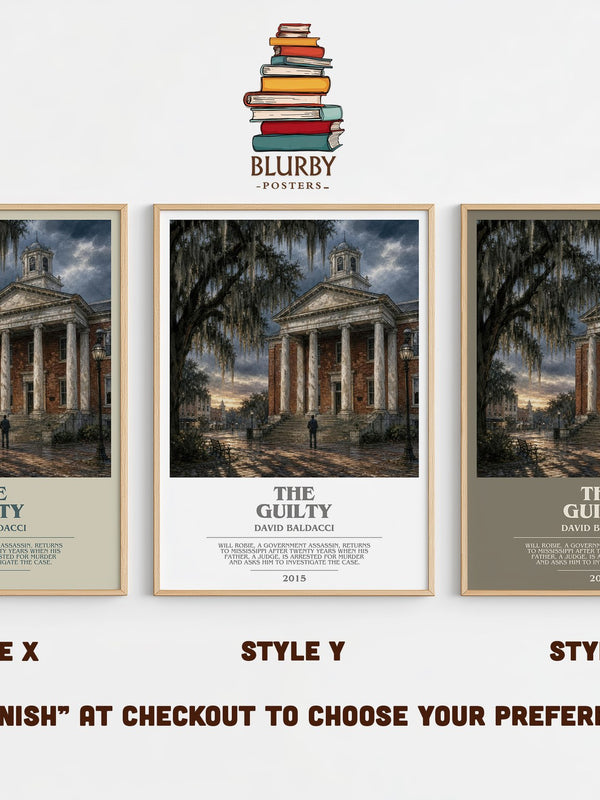 The Guilty bookish print in frame leaning in hallway – legal thriller wall art