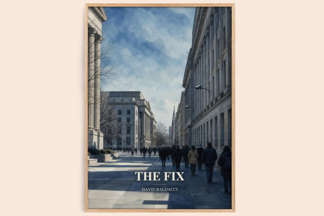 The Fix watercolour book poster by David Baldacci – framed literary art print