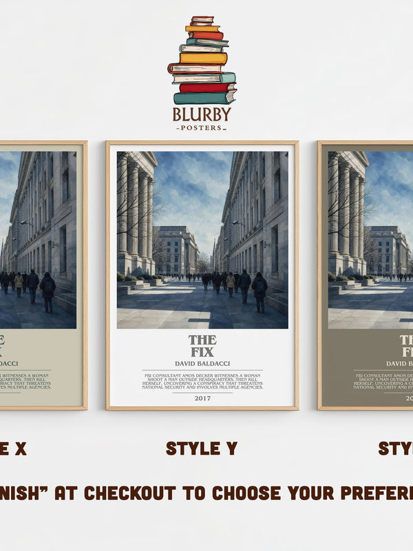 The Fix bookish print in frame leaning in hallway – thriller wall art