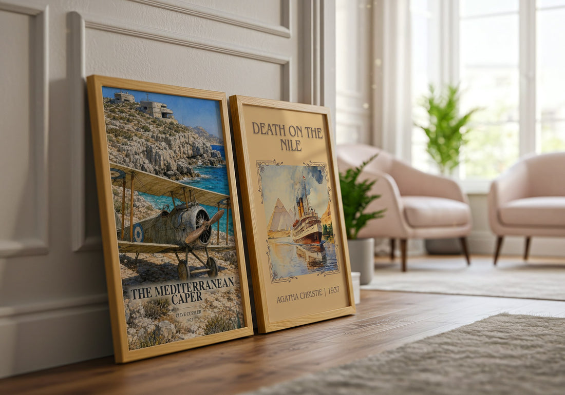The Mediterranean Caper watercolour print framed by window – literary home decor