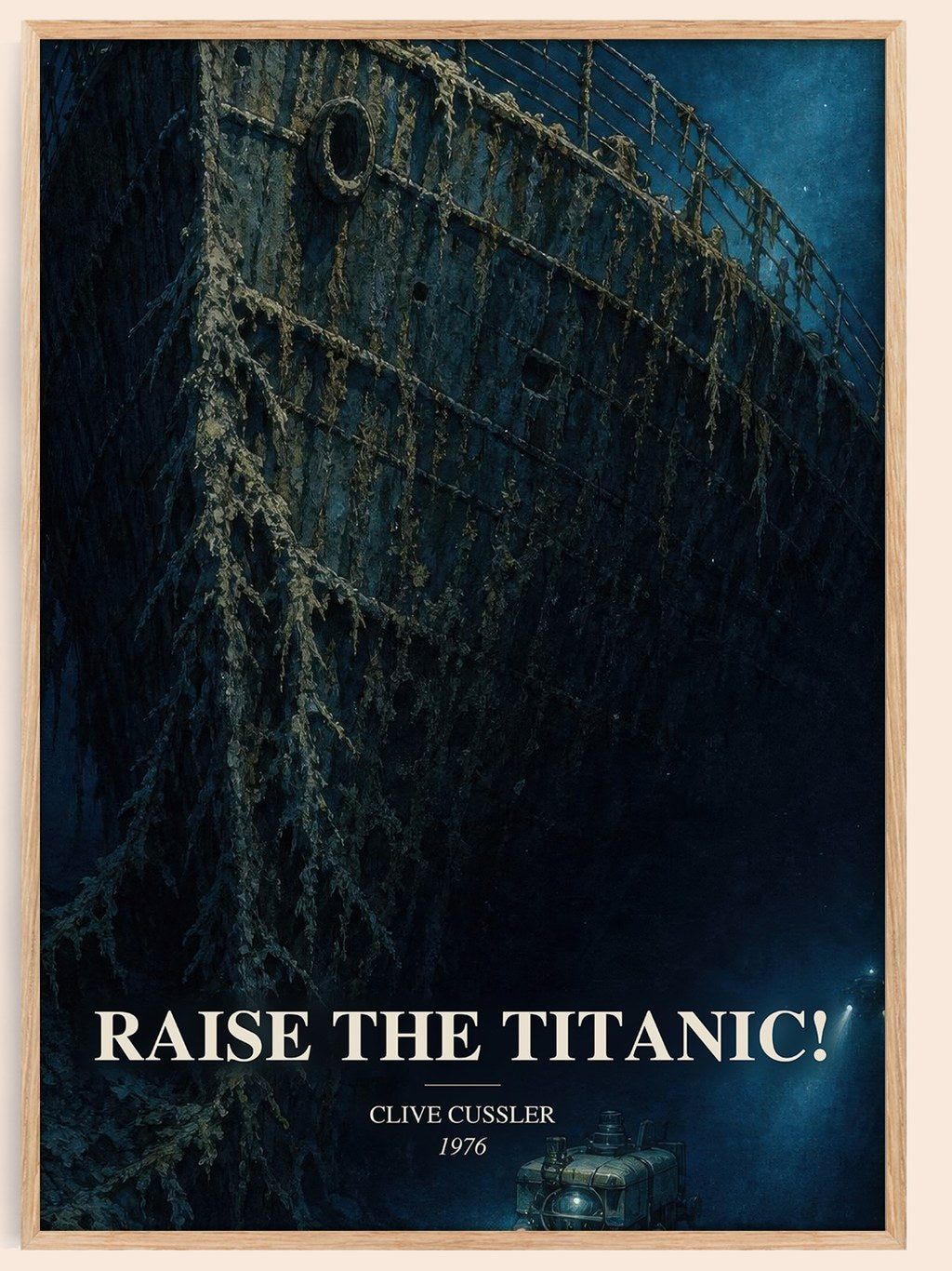 Raise the Titanic! watercolour book poster by Clive Cussler – framed literary art print