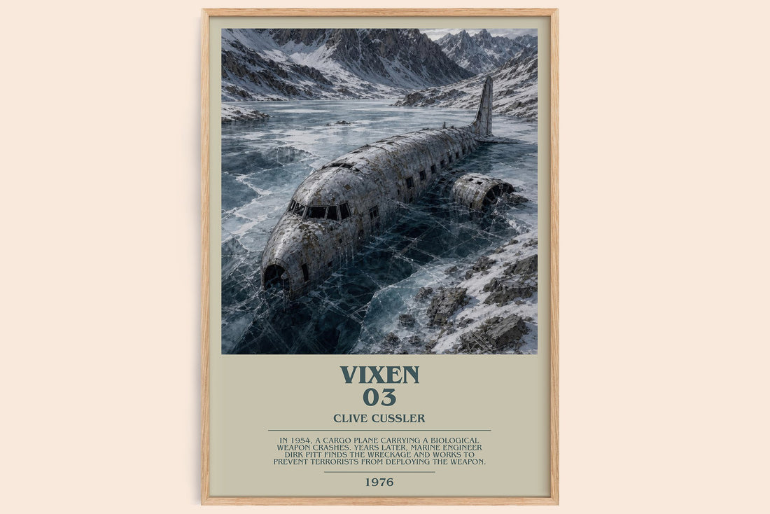 Vixen 03 bookish book poster by Clive Cussler – framed literary art print