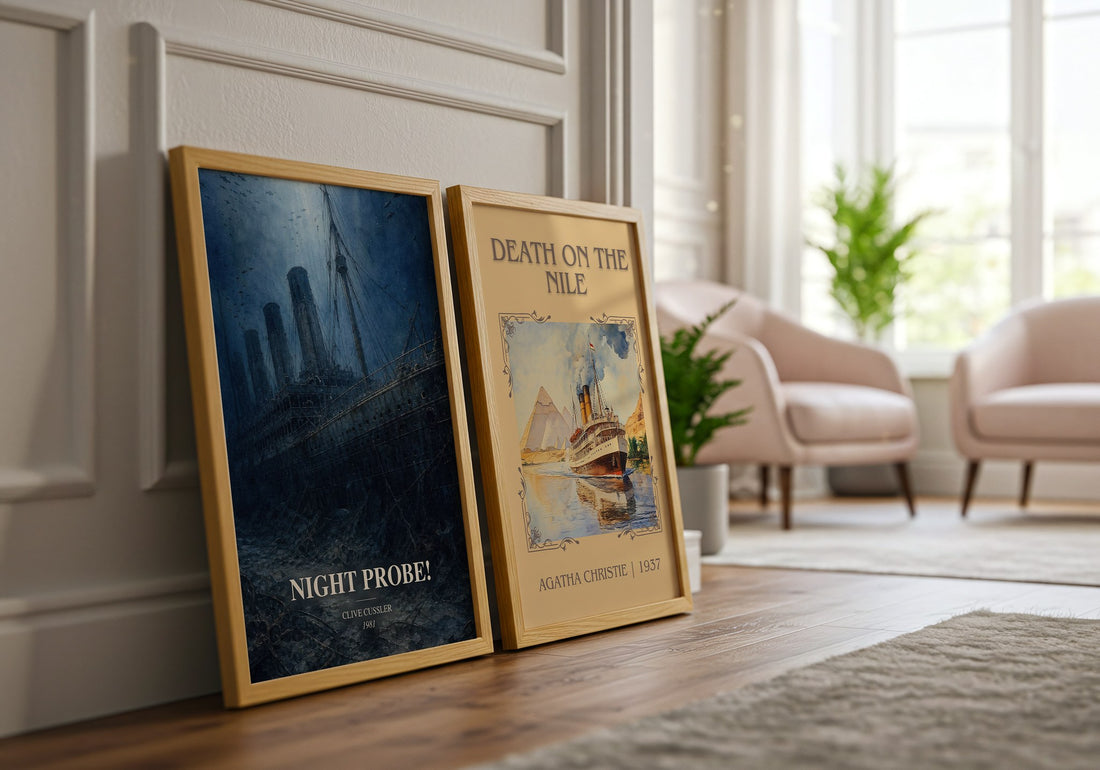Night Probe! watercolour print framed by window – literary home decor