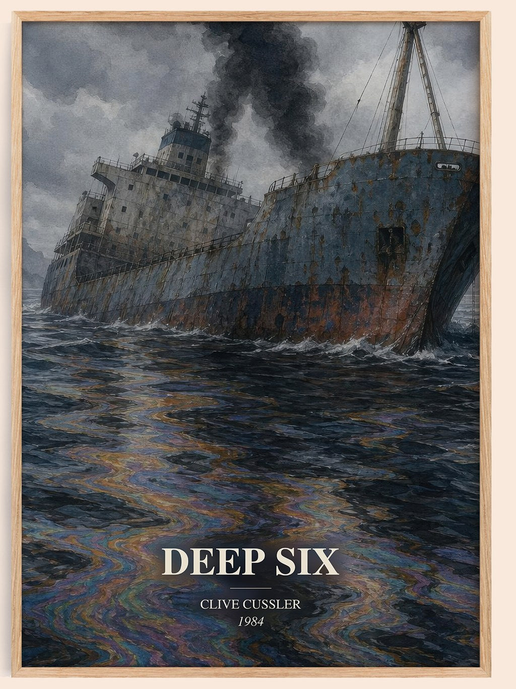 Deep Six watercolour book poster by Clive Cussler – framed literary art print
