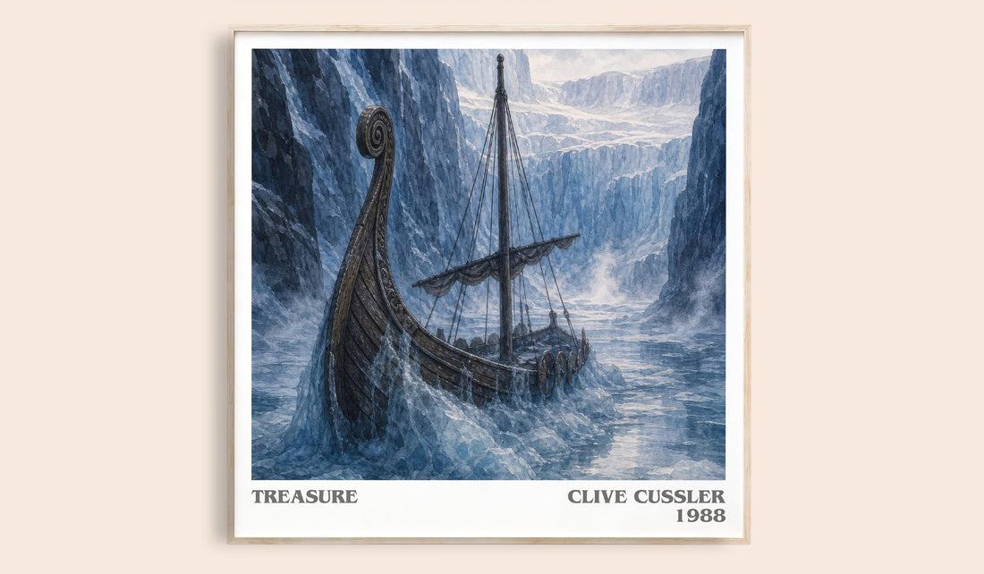 Treasure literary book poster by Clive Cussler – framed literary art print