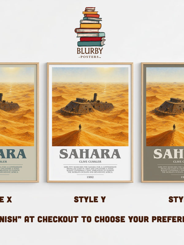 Sahara bookish print in frame leaning in hallway – adventure wall art