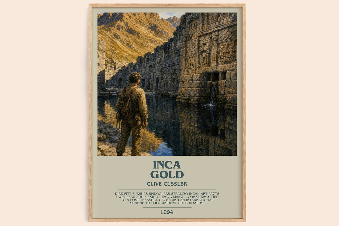 Inca Gold bookish book poster by Clive Cussler – framed literary art print