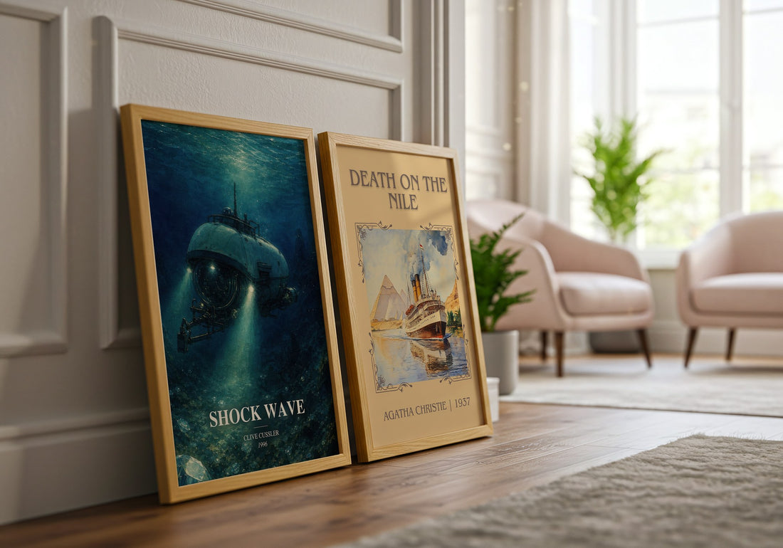 Shock Wave watercolour print framed by window – literary home decor