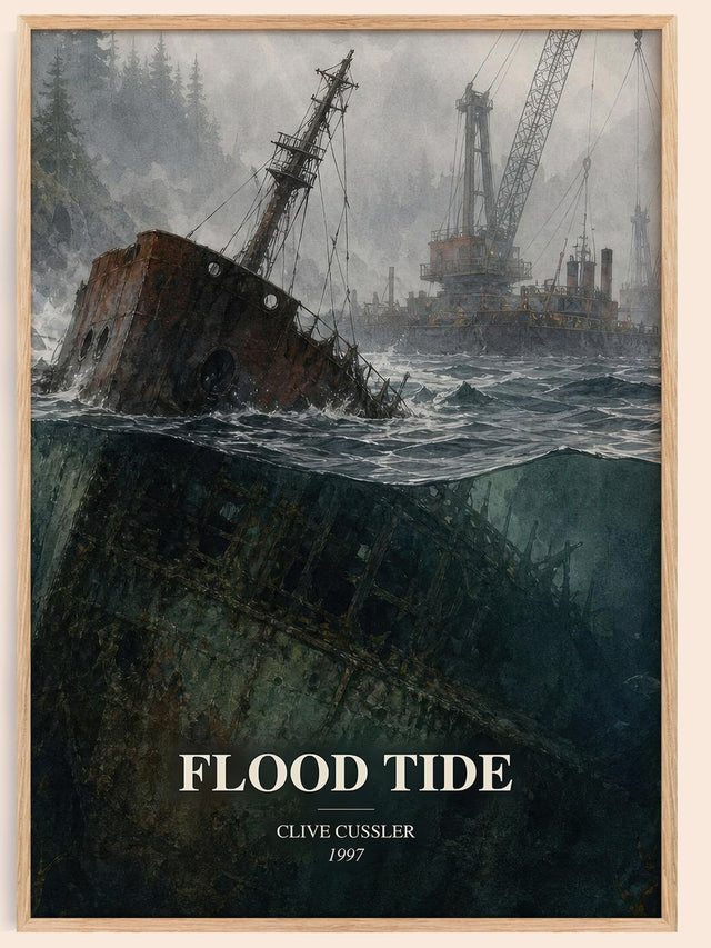 Flood Tide Book Watercolour Illustration by Clive Cussler