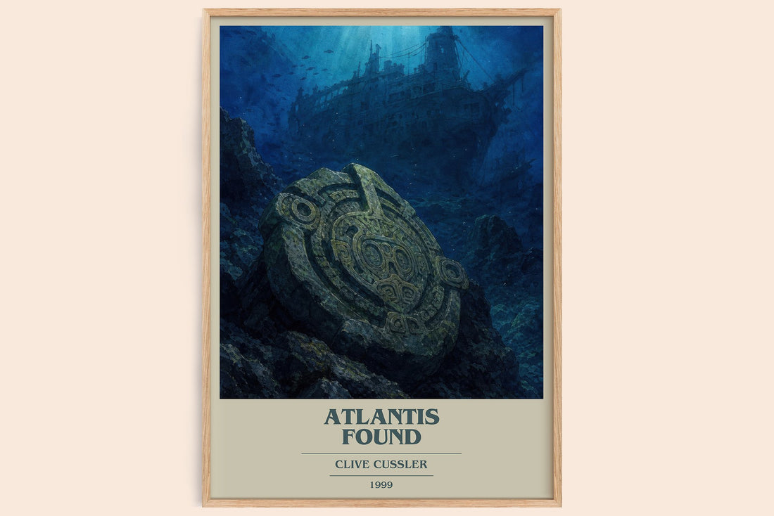 Atlantis Found book cover book poster by Clive Cussler – framed literary art print