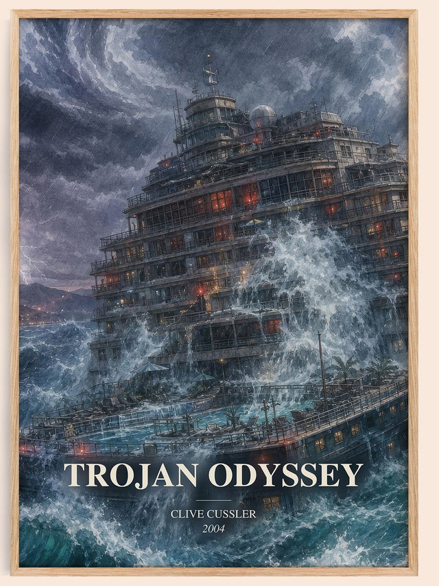 Trojan Odyssey Book Watercolour Illustration by Clive Cussler