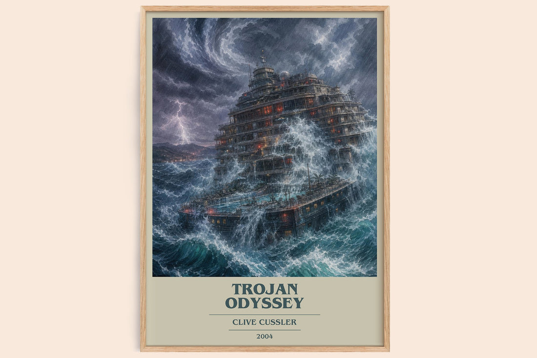 Trojan Odyssey book cover book poster by Clive Cussler – framed literary art print
