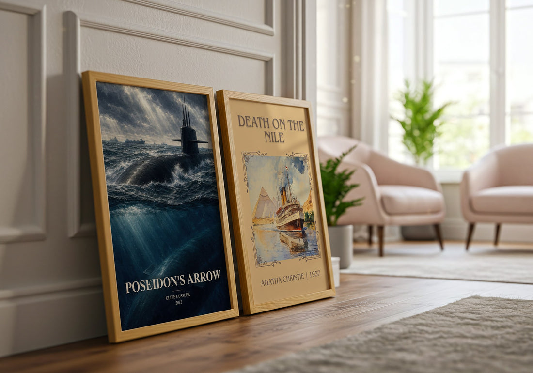 Poseidon's Arrow watercolour print framed by window – literary home decor