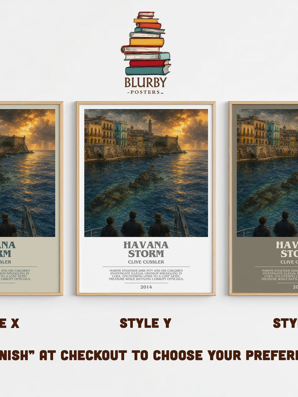 Havana Storm bookish print in frame leaning in hallway – thriller wall art