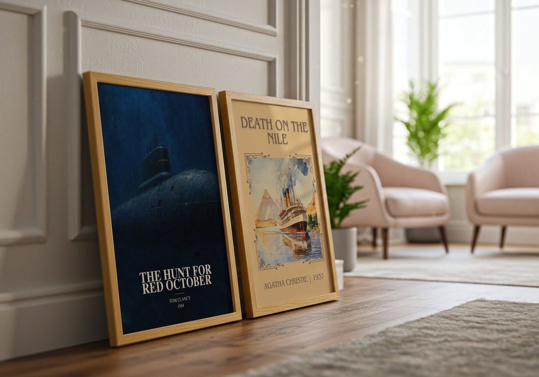 The Hunt for Red October watercolour print framed by window – literary home decor