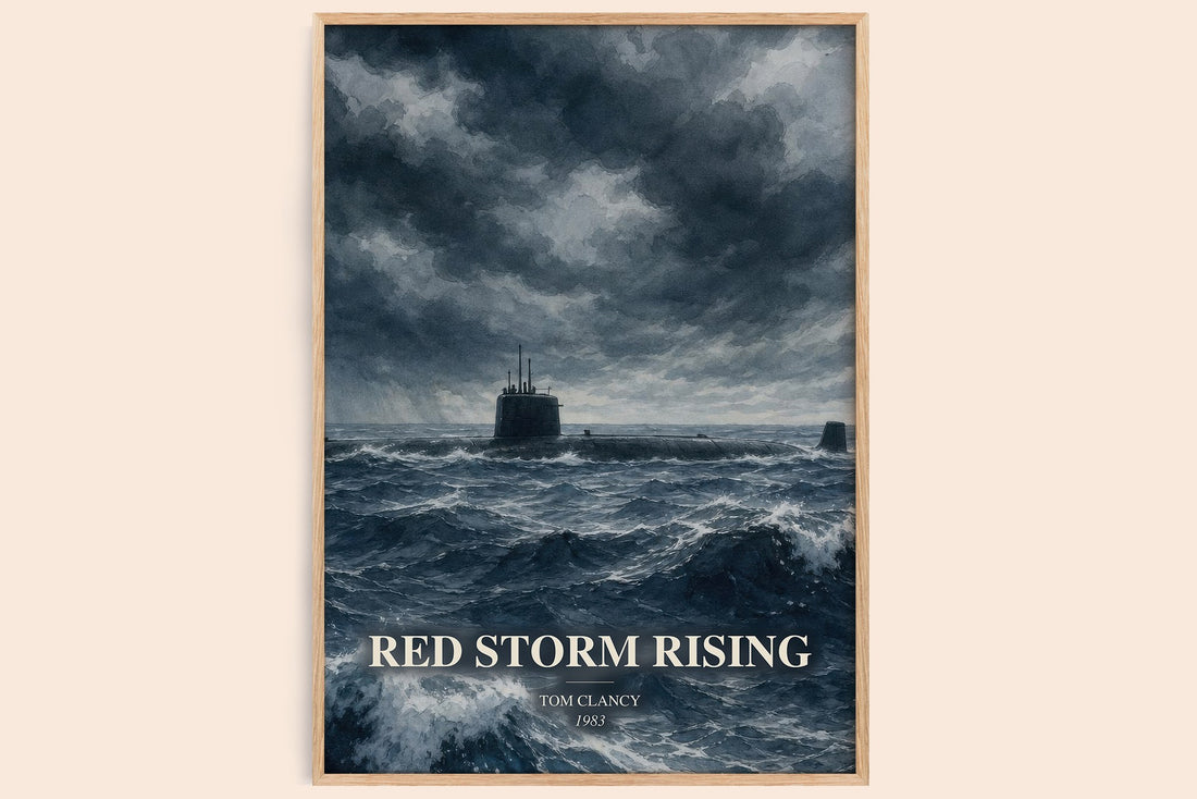 Red Storm Rising watercolour book poster by Tom Clancy – framed literary art print