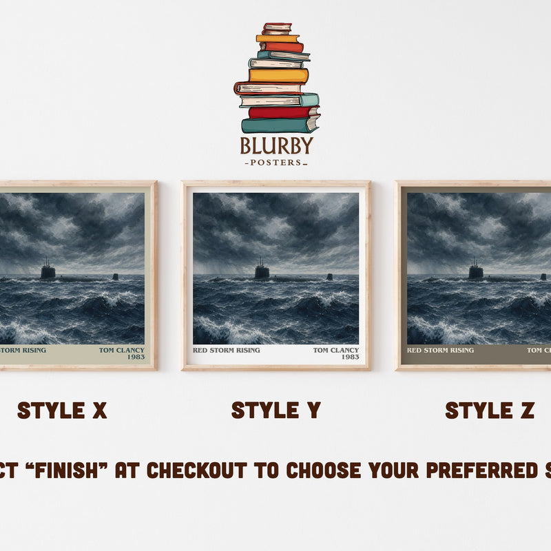 Red Storm Rising literary print in frame leaning in hallway – thriller wall art