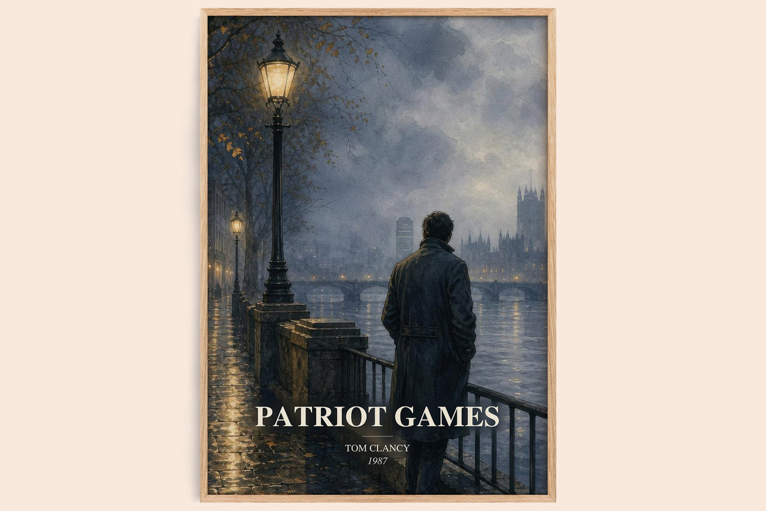 Patriot Games watercolour book poster by Tom Clancy – framed literary art print