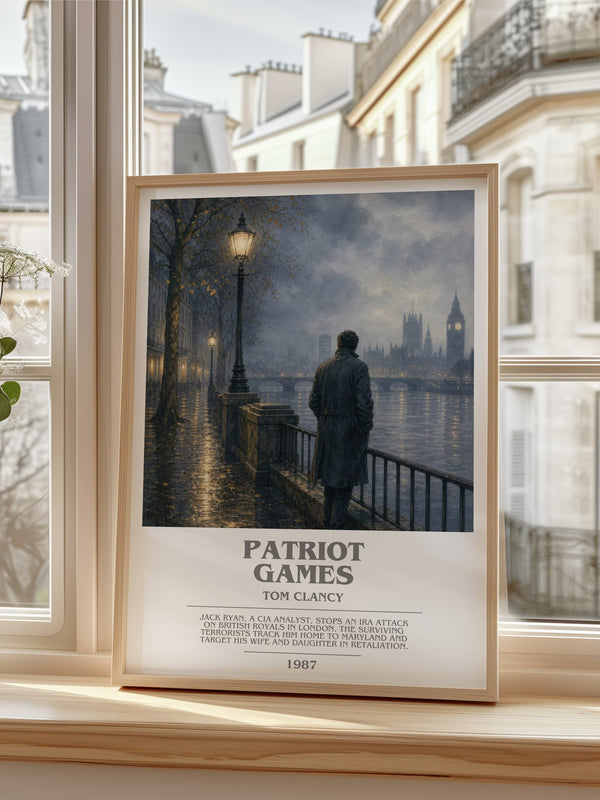 Patriot Games Bookish Wall Art by Tom Clancy – framed print by a bright window