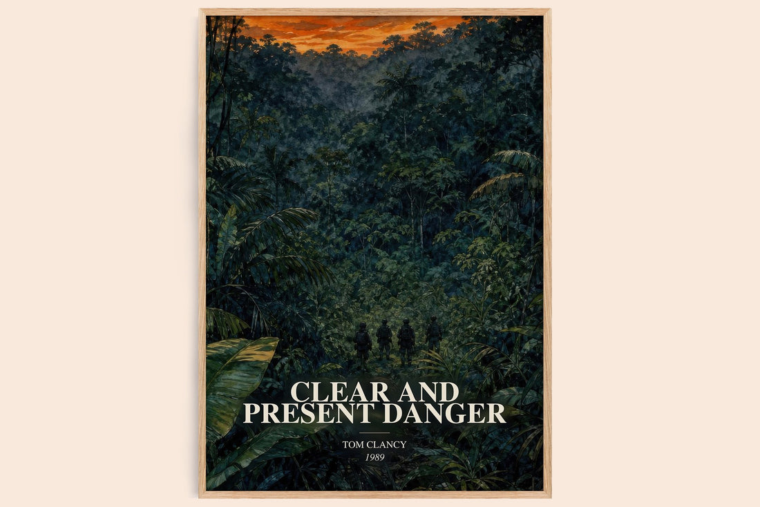 Clear and Present Danger watercolour book poster by Tom Clancy – framed literary art print
