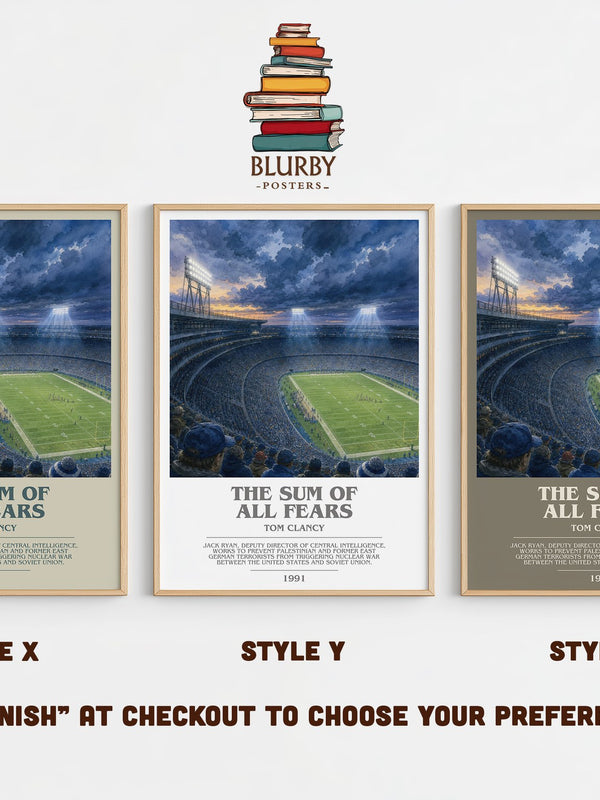 The Sum of All Fears bookish print in frame leaning in hallway – thriller wall art