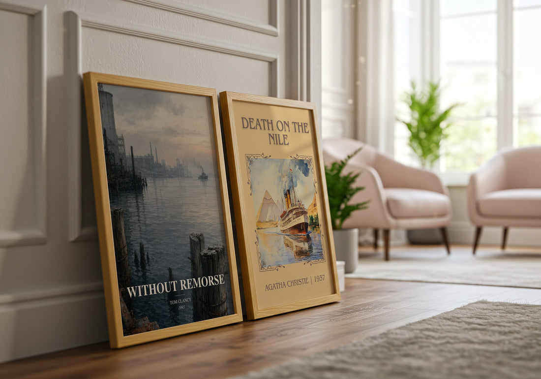 Without Remorse watercolour print framed by window – literary home decor