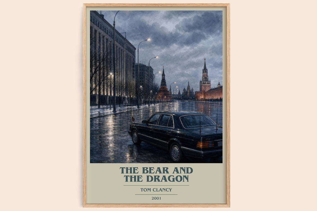 The Bear and the Dragon book cover book poster by Tom Clancy – framed literary art print