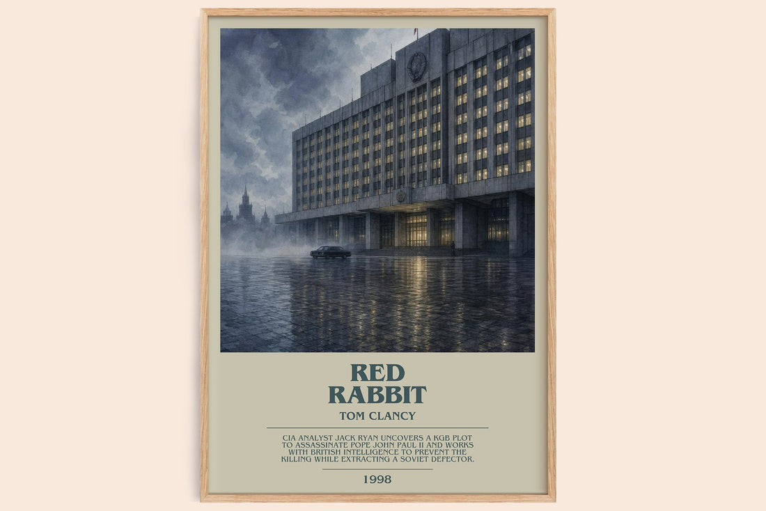 Red Rabbit bookish book poster by Tom Clancy – framed literary art print