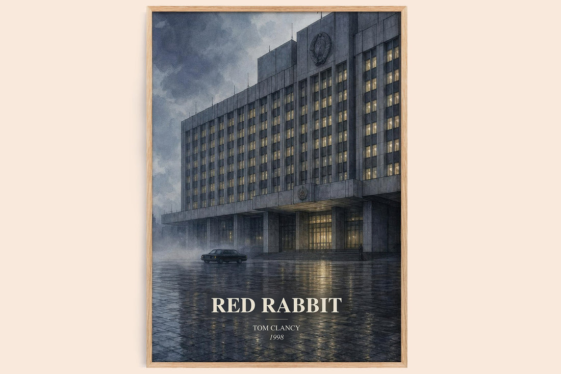 Red Rabbit watercolour book poster by Tom Clancy – framed literary art print