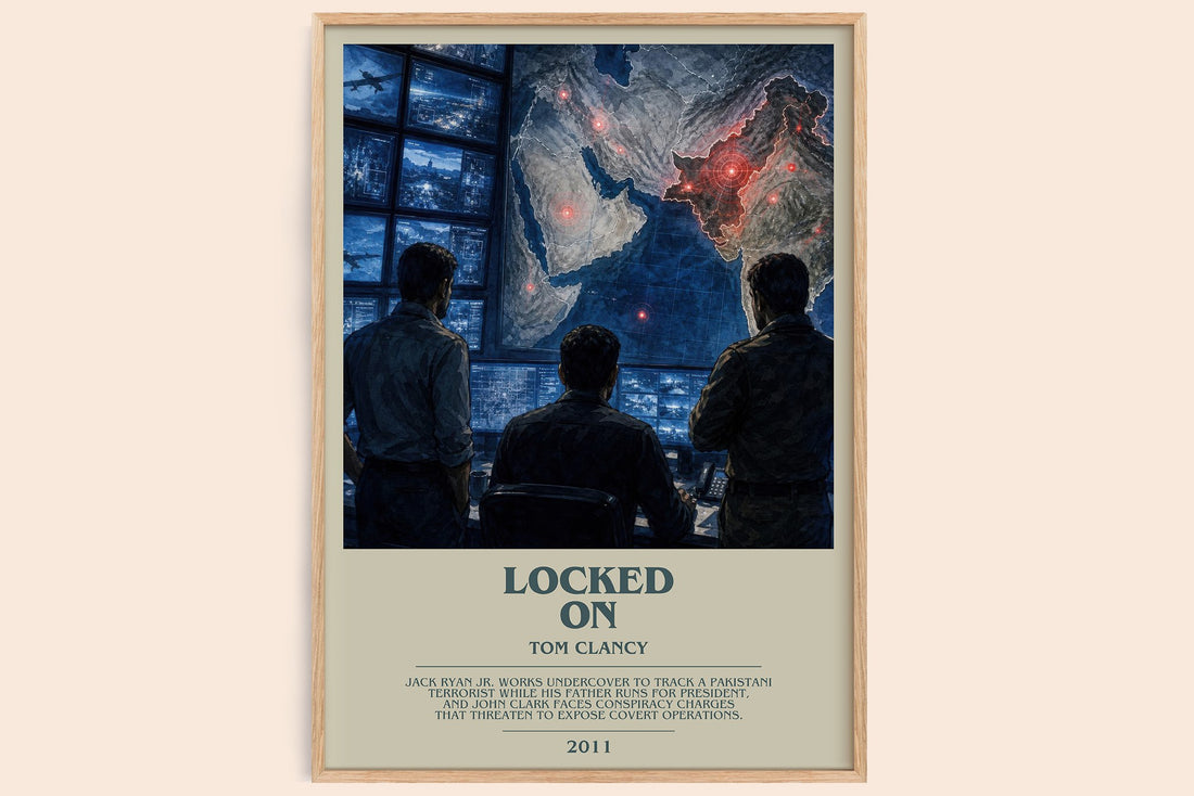 Locked On bookish book poster by Tom Clancy – framed literary art print