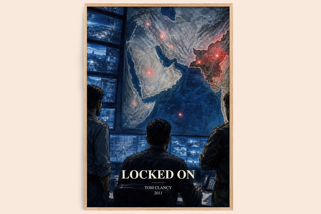 Locked On watercolour book poster by Tom Clancy – framed literary art print
