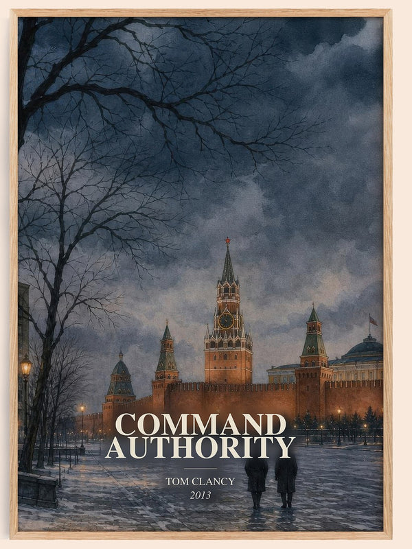 Command Authority watercolour book poster by Tom Clancy – framed literary art print