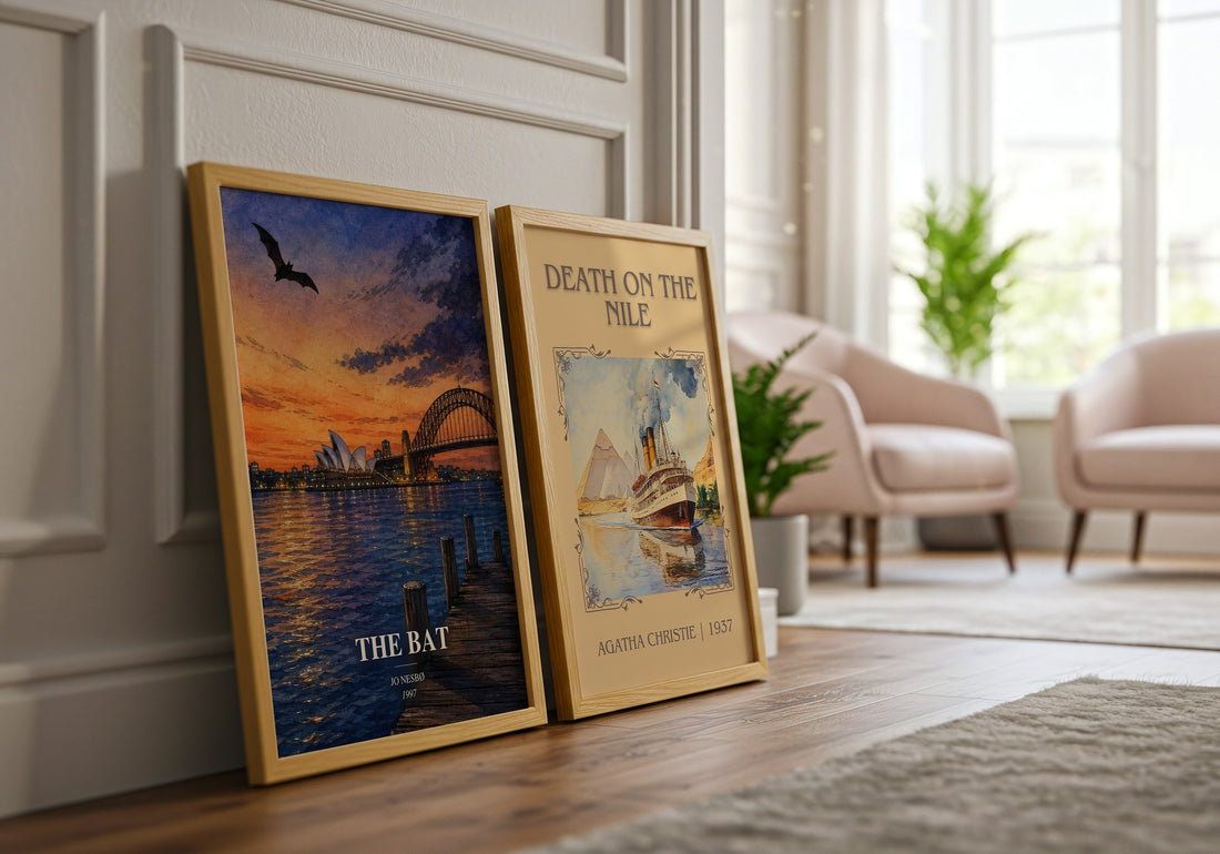 The Bat watercolour print framed by window – literary home decor
