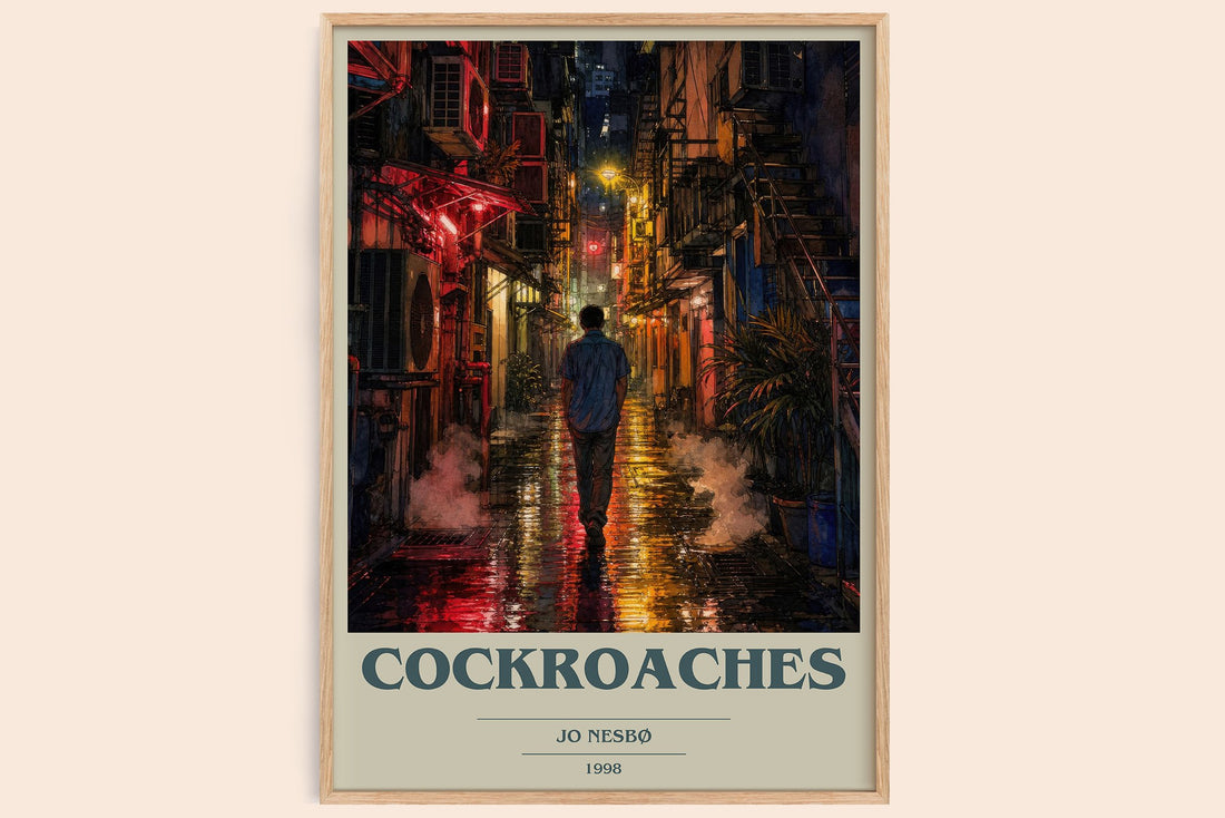 Cockroaches book cover book poster by Jo Nesbø – framed literary art print