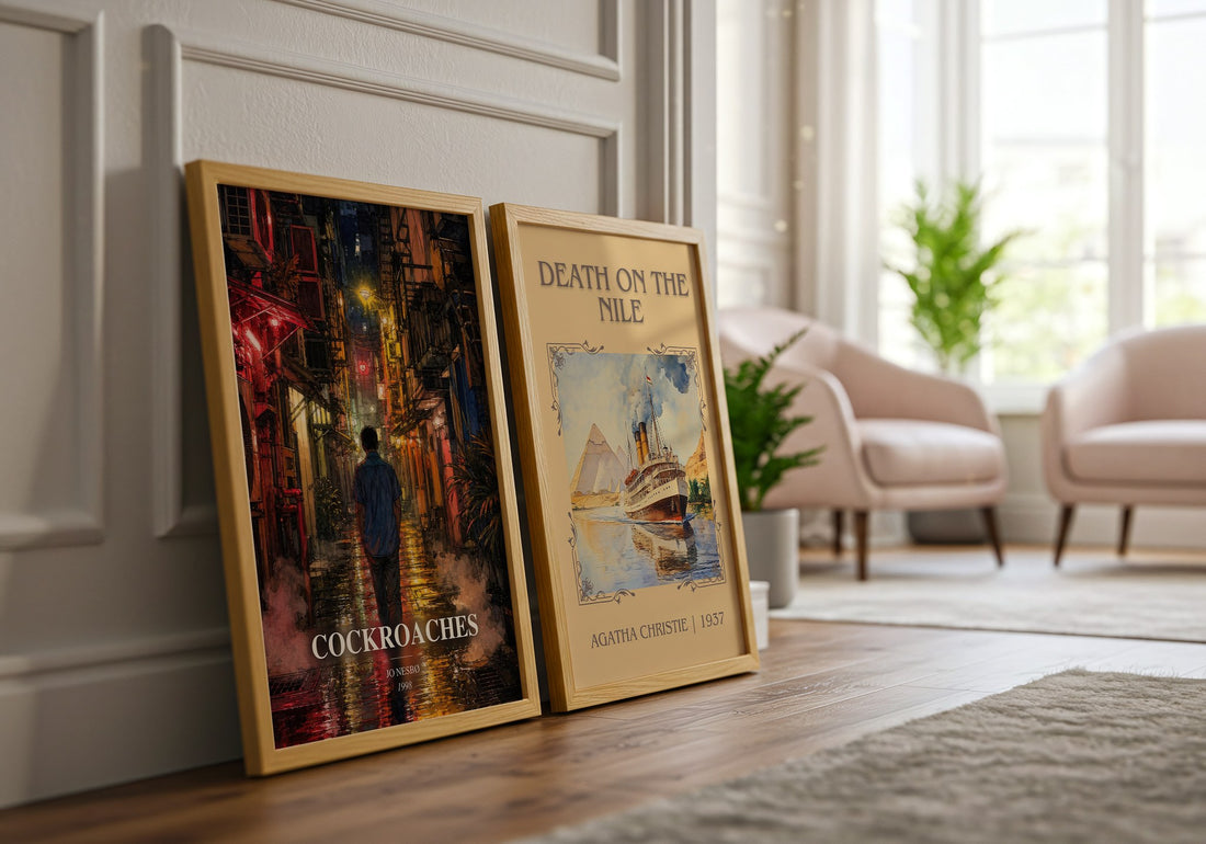 Cockroaches watercolour print framed by window – literary home decor