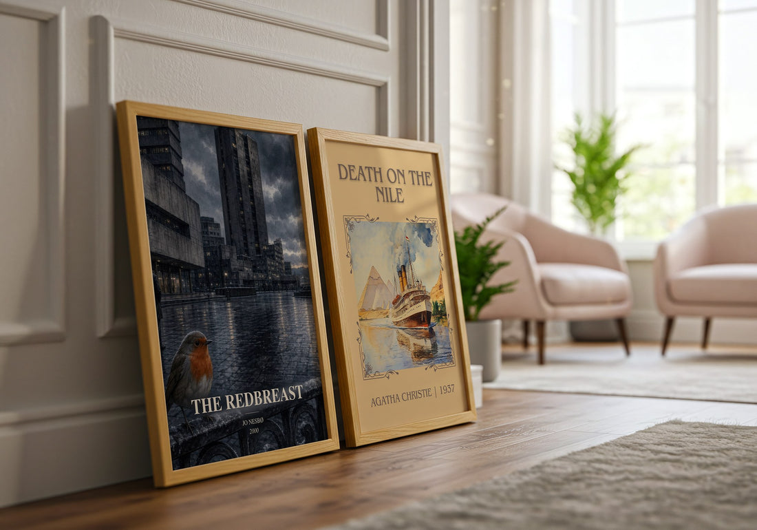 The Redbreast watercolour print framed by window – literary home decor