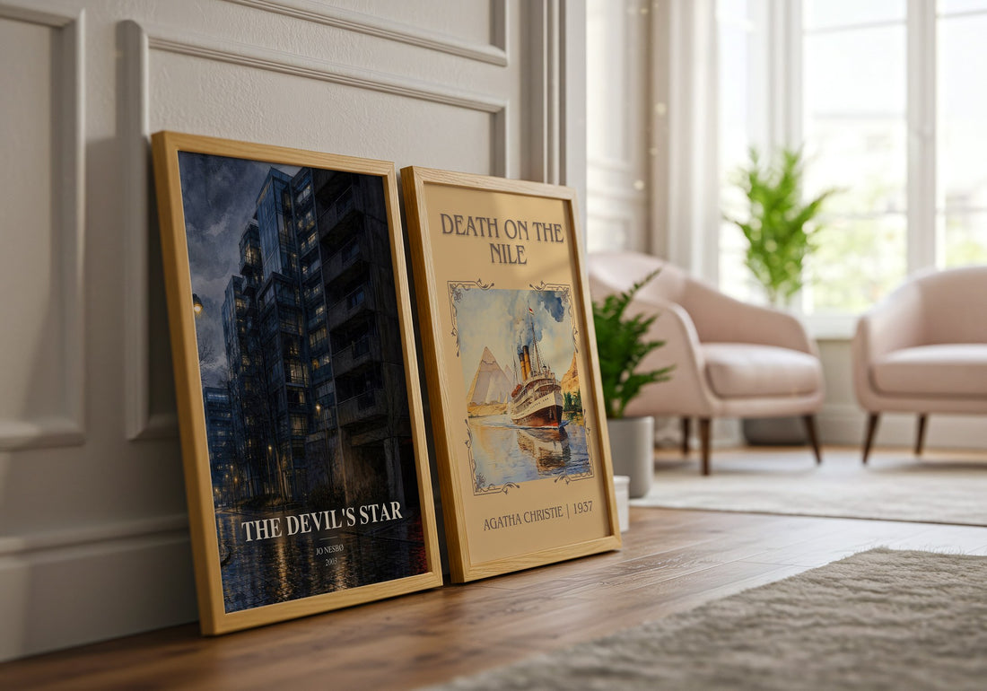 The Devil's Star watercolour print framed by window – literary home decor