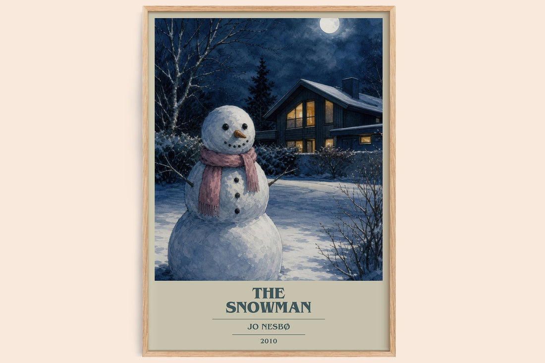 The Snowman book cover book poster by Jo Nesbø – framed literary art print