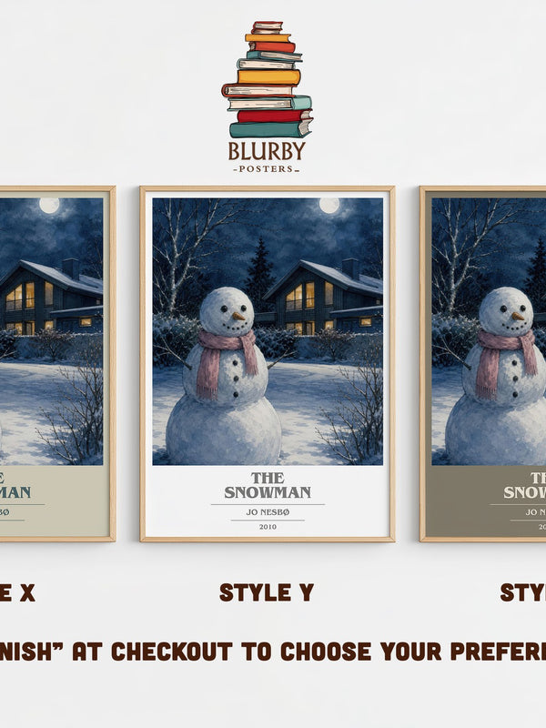 The Snowman book cover print in frame leaning in hallway – crime wall art