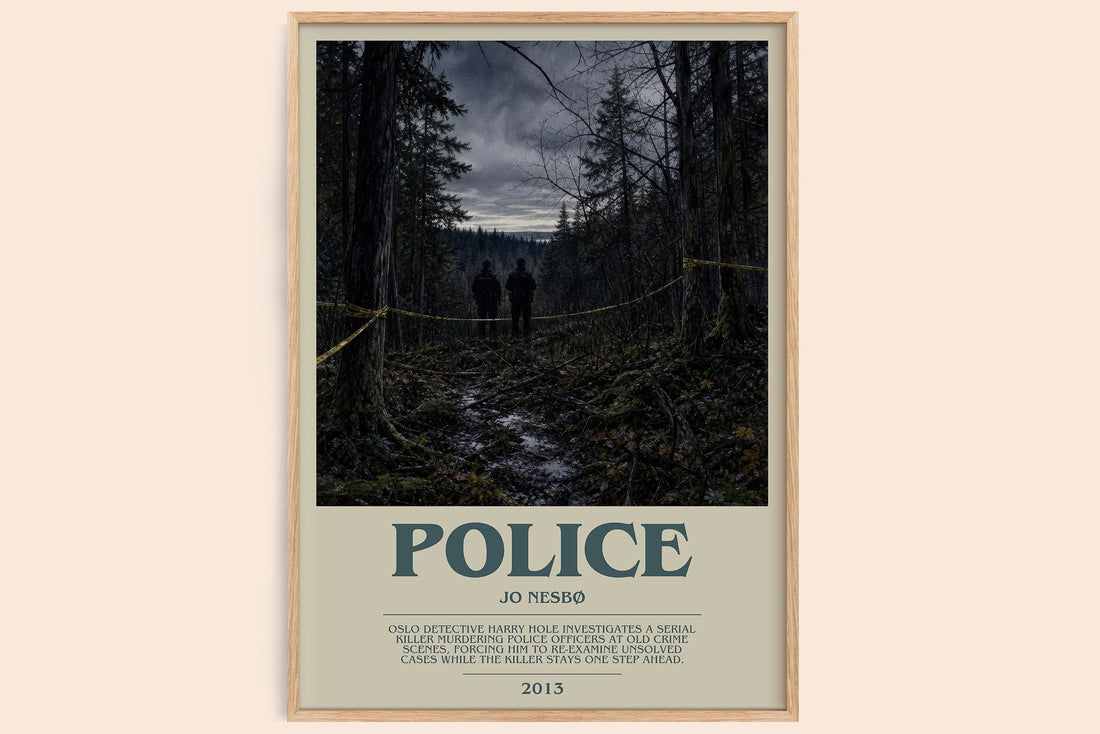 Police bookish book poster by Jo Nesbø – framed literary art print