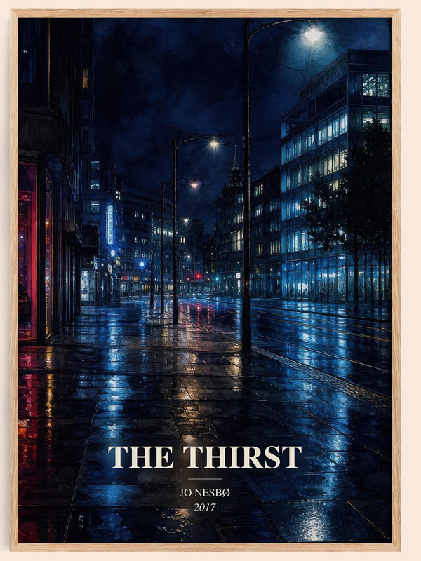 The Thirst watercolour book poster by Jo Nesbø – framed literary art print