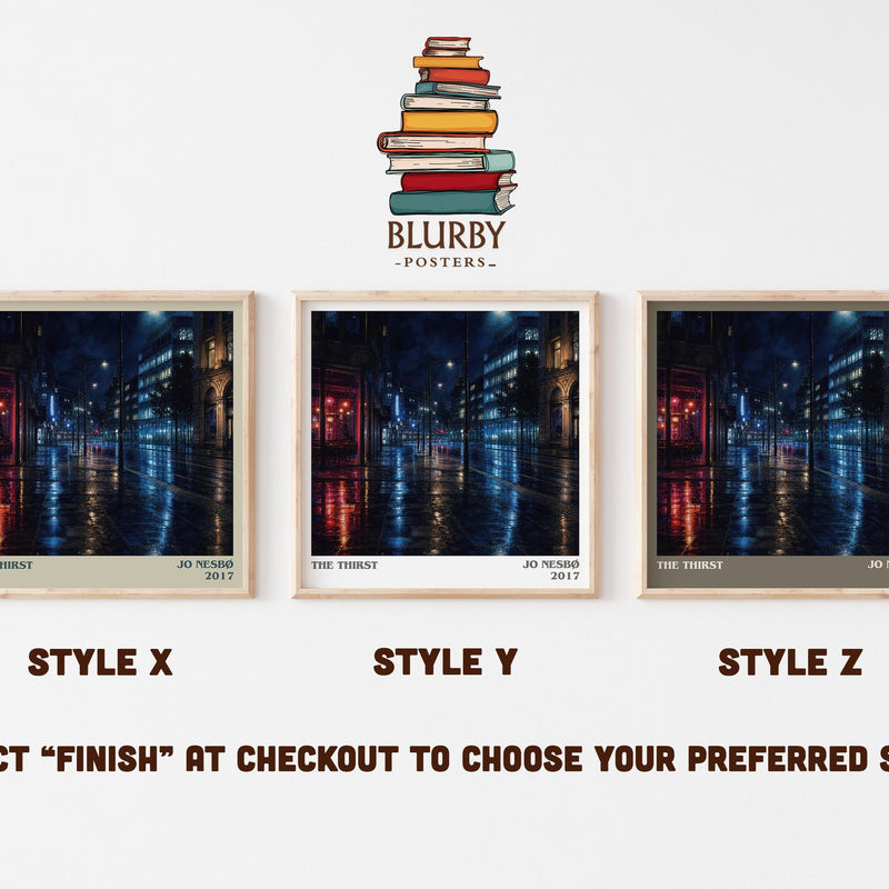 The Thirst literary print in frame leaning in hallway – crime wall art