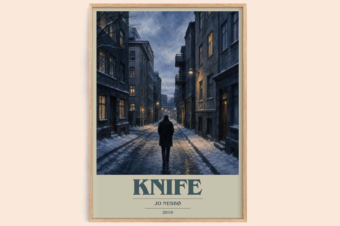 Knife book cover book poster by Jo Nesbø – framed literary art print