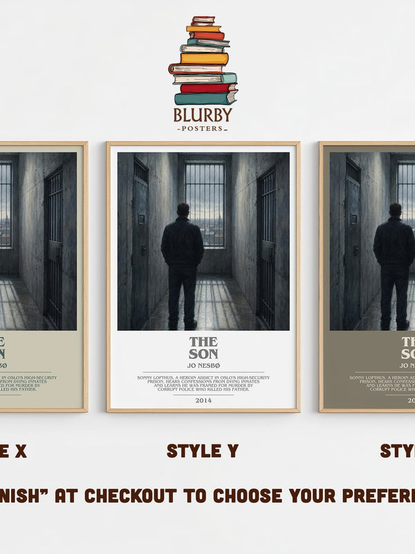 The Son bookish print in frame leaning in hallway – crime wall art