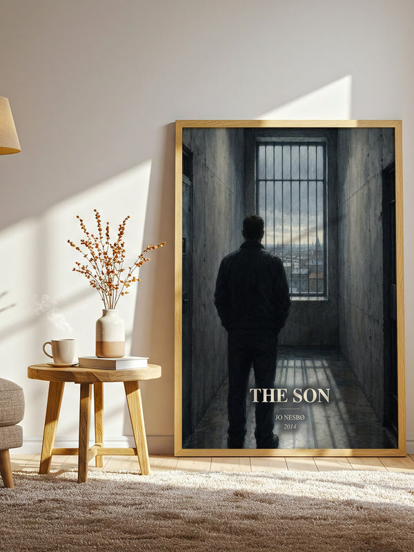 The Son watercolour print in frame leaning in hallway – crime wall art