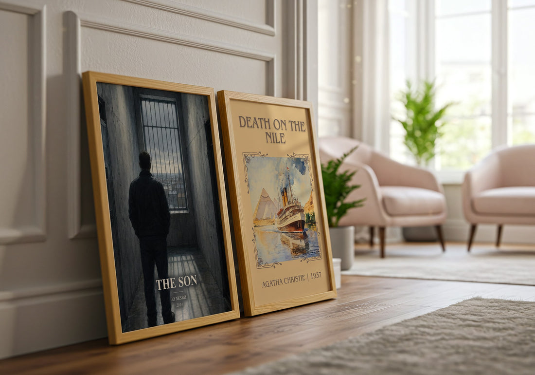 The Son watercolour print framed by window – literary home decor