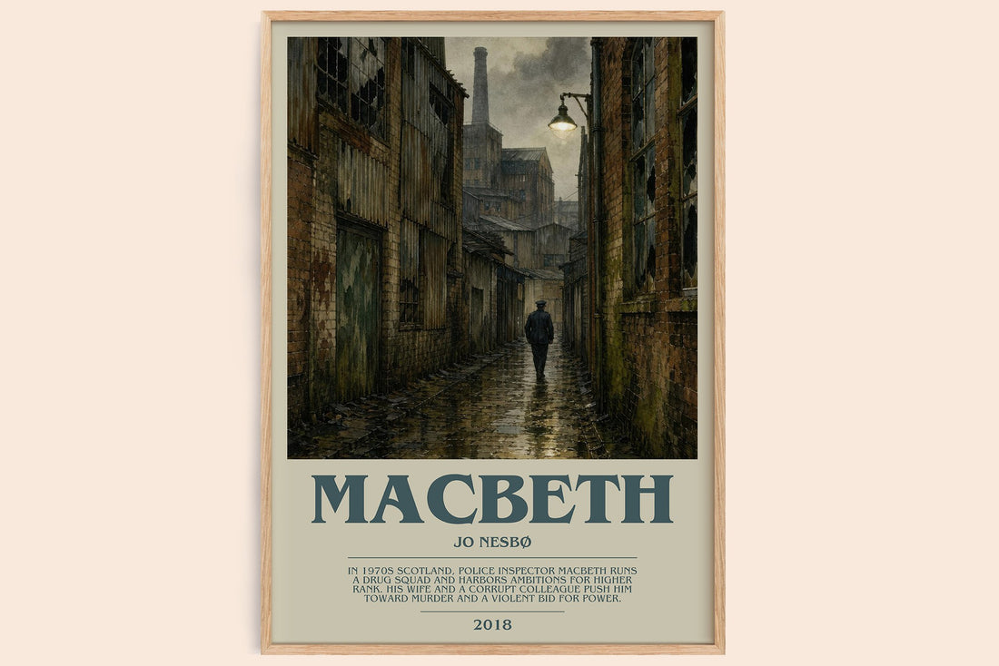 Macbeth bookish book poster by Jo Nesbø – framed literary art print