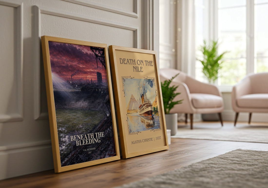Beneath the Bleeding watercolour print framed by window – literary home decor