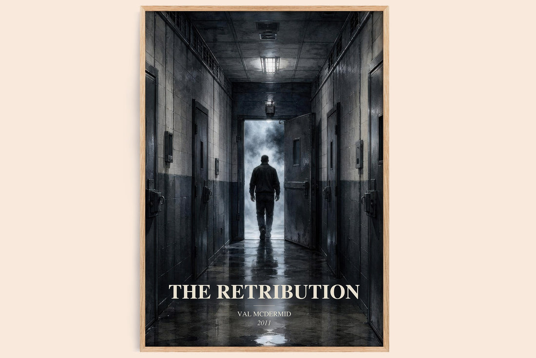 The Retribution watercolour book poster by Val McDermid – framed literary art print
